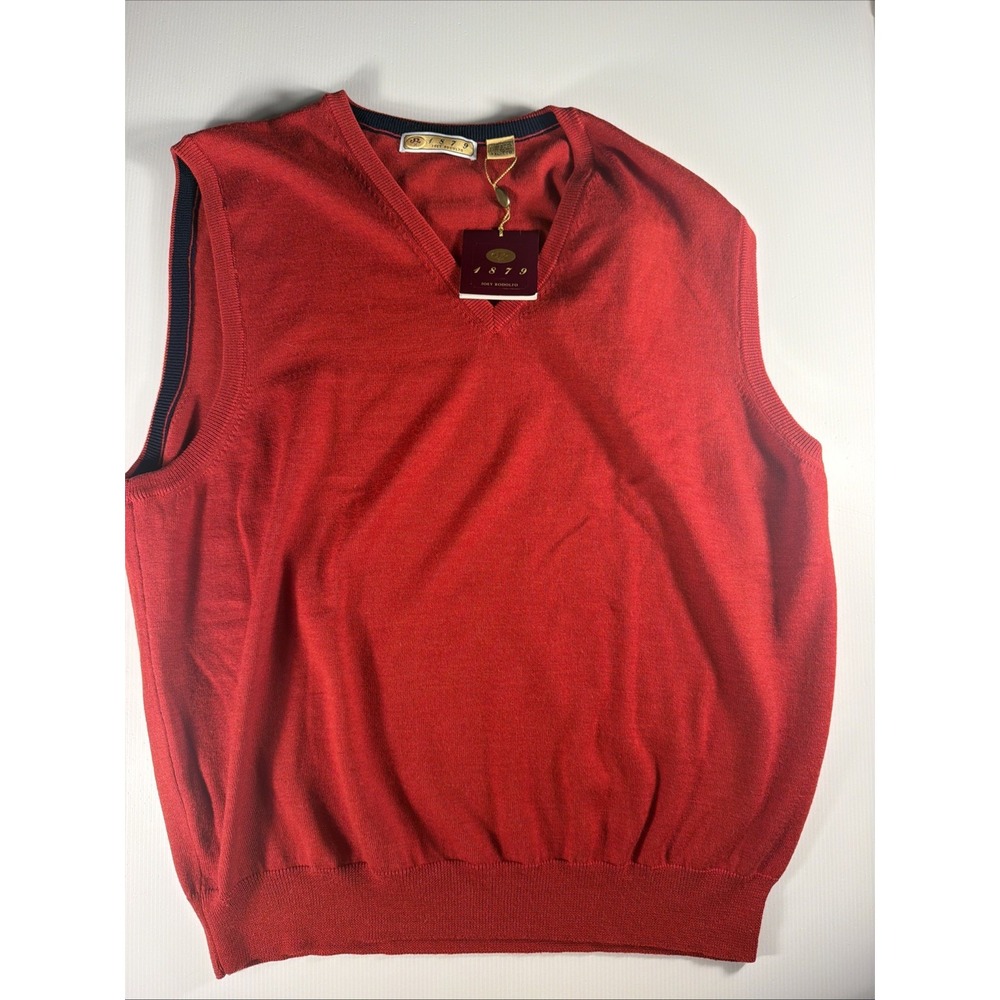 NWT Joey Rodolfo 1879 Men's XXL Red Merino Wool V-Neck Sweater Vest USA